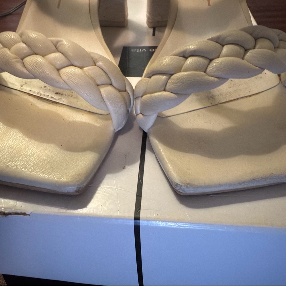 Dolce Vita Cream Braided Heels - Picture 4 of 5